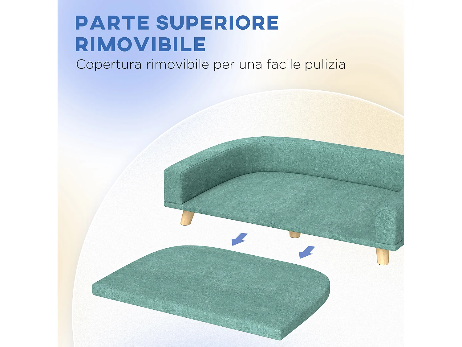 Divano per cani di taglia grande con cuscino sfoderabile verde chiaro