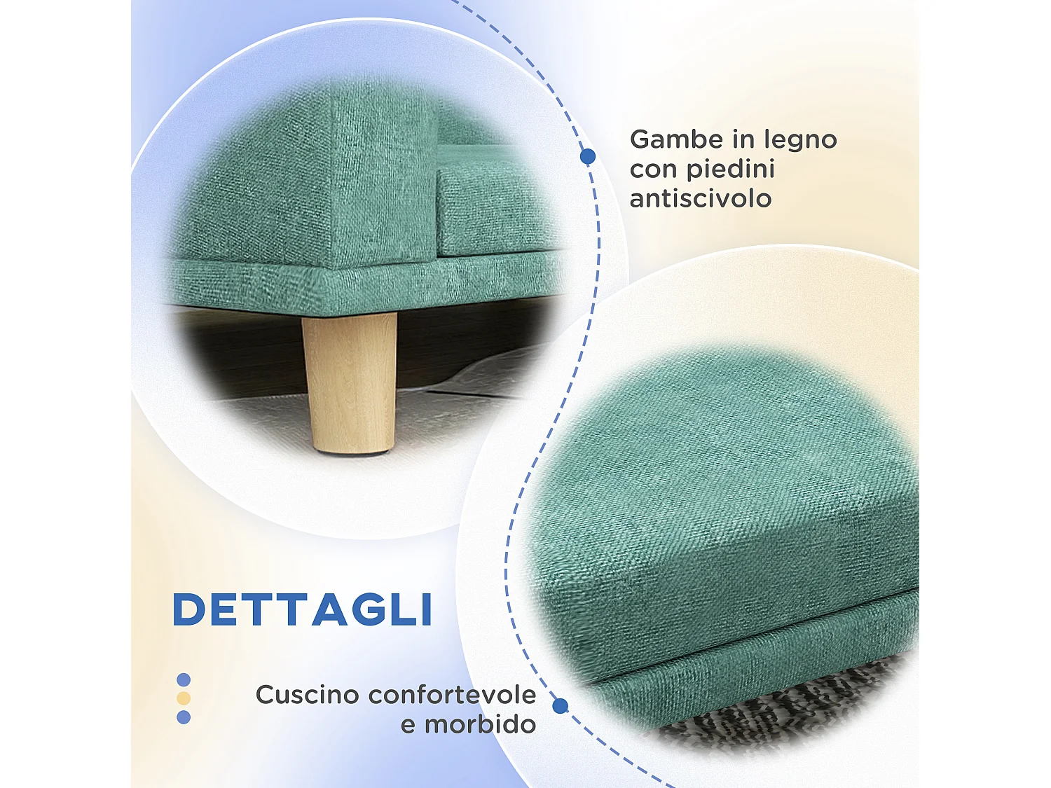 Divano per cani di taglia grande con cuscino sfoderabile verde chiaro