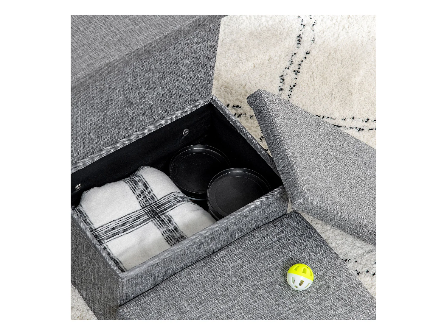 Scaletta per cani e gatti a 3 gradini con casetta e spazio portaoggetti