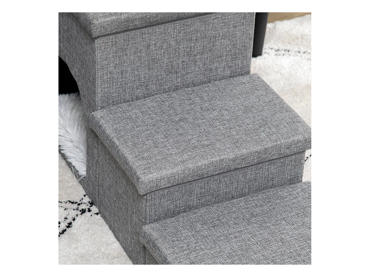 Scaletta per cani e gatti a 3 gradini con casetta e spazio portaoggetti