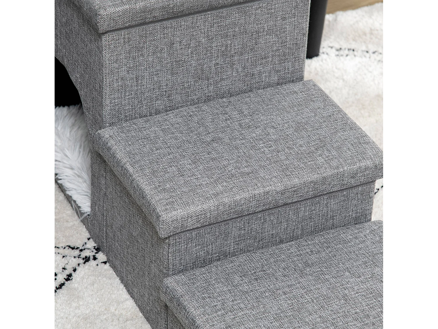 Scaletta per cani e gatti a 3 gradini con casetta e spazio portaoggetti