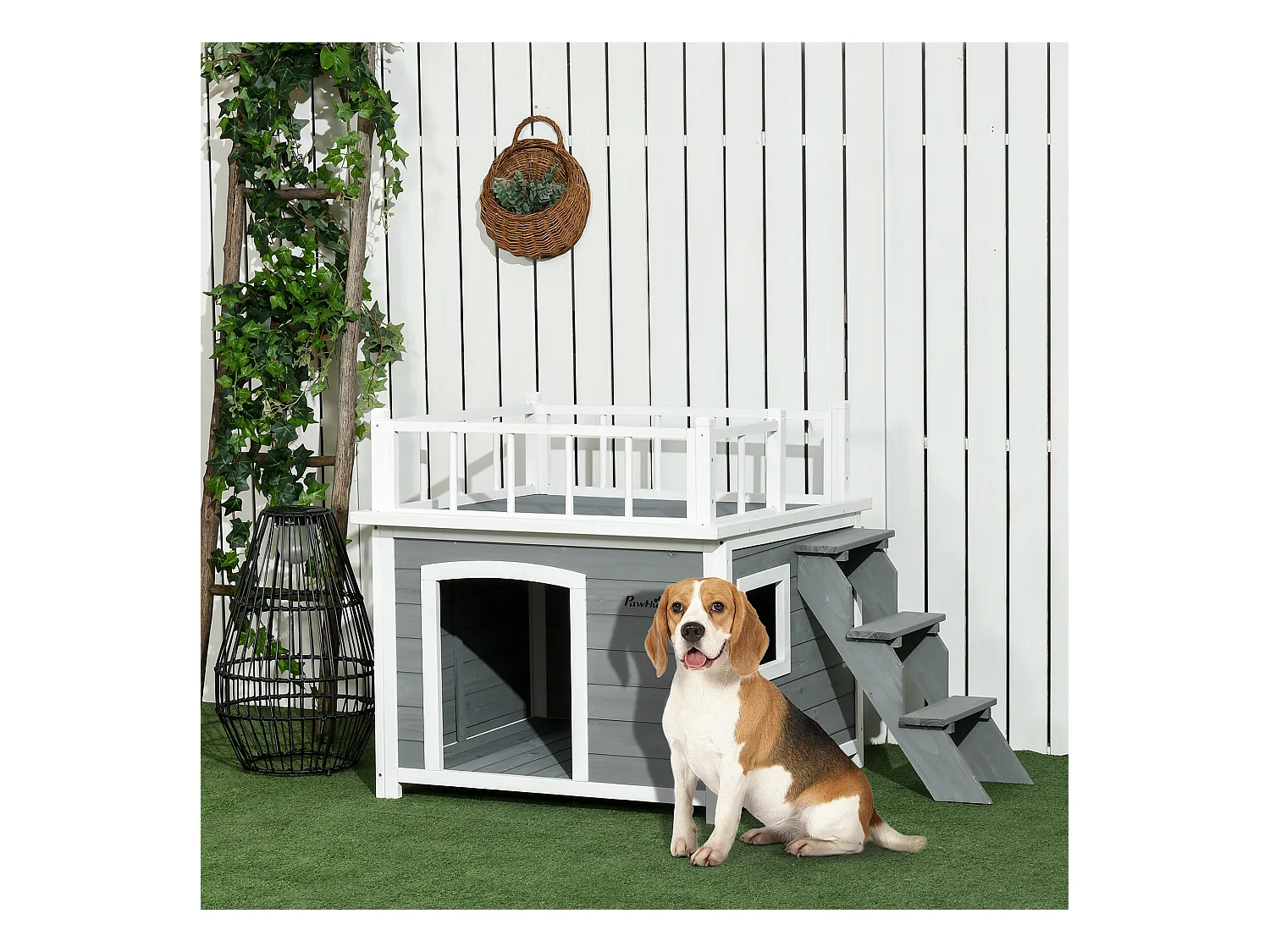 Casetta per cani di piccola e media taglia 121x77x78cm grigio chiaro