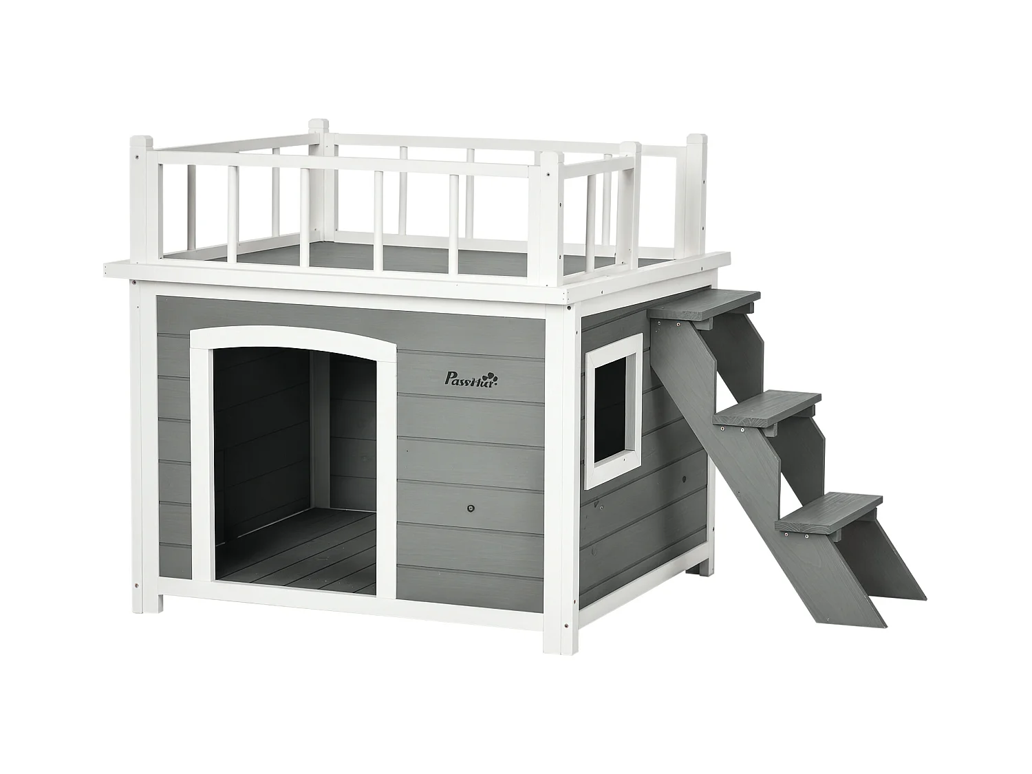 Casetta per cani di piccola e media taglia 121x77x78cm grigio chiaro