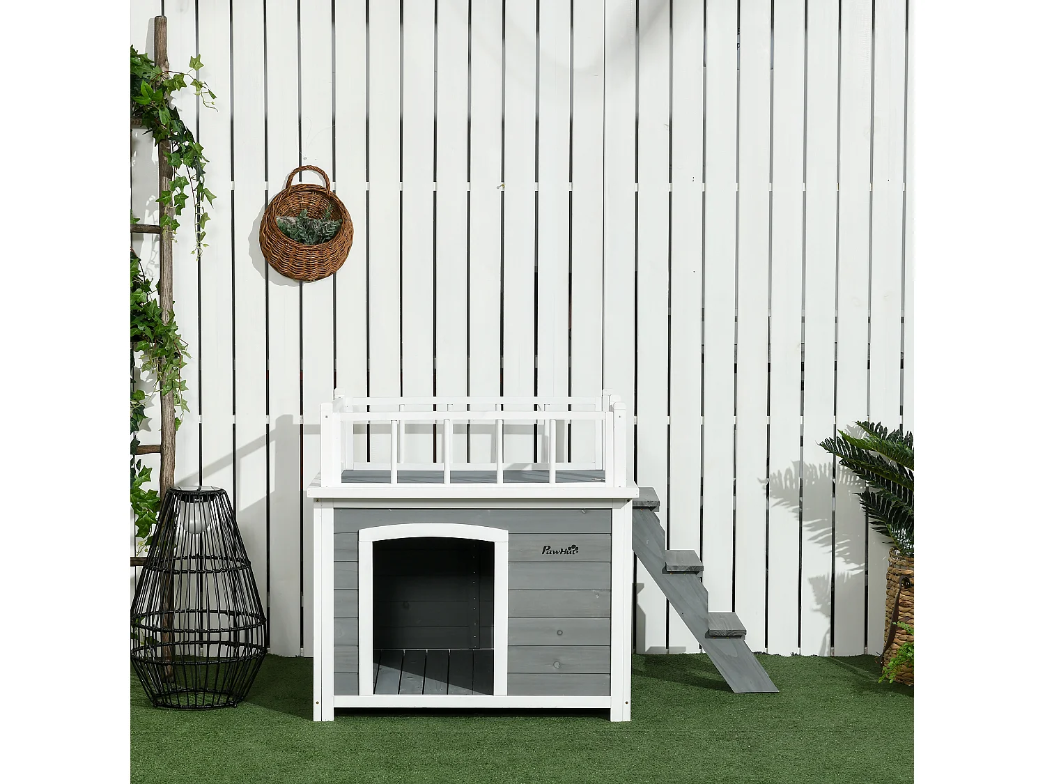 Casetta per cani di piccola e media taglia 121x77x78cm grigio chiaro