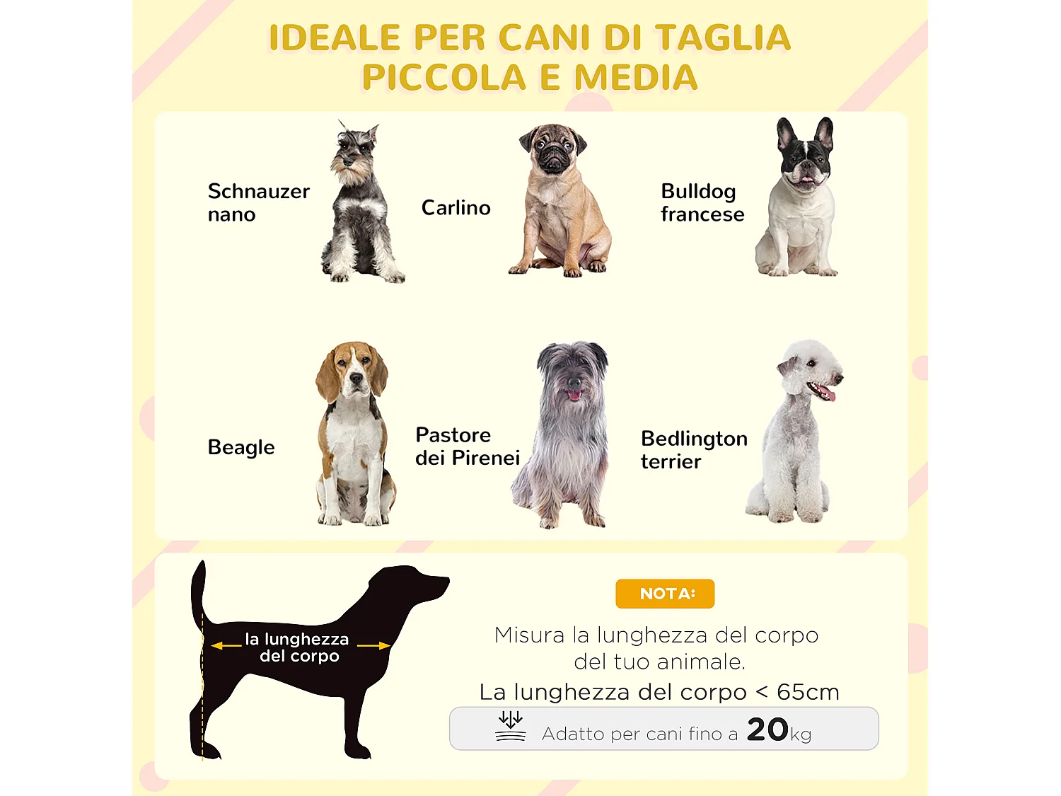 Casetta per cani di piccola e media taglia 121x77x78cm grigio chiaro
