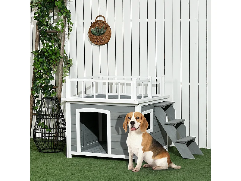 Casetta per cani di piccola e media taglia 121x77x78cm grigio chiaro