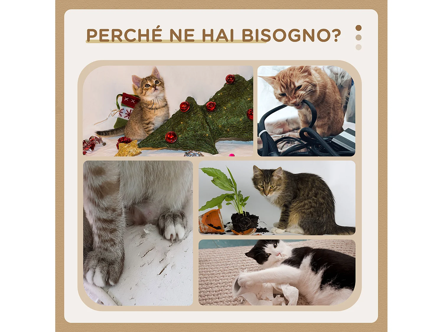 Tiragraffi per gatti in truciolato con casetta posatoi e trespoli