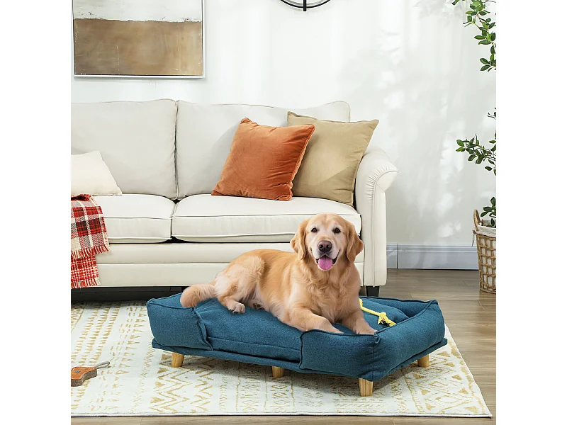 Divano per cani grandi fino 30 kg con cuscino rimovibile 96x66x24 cm blu