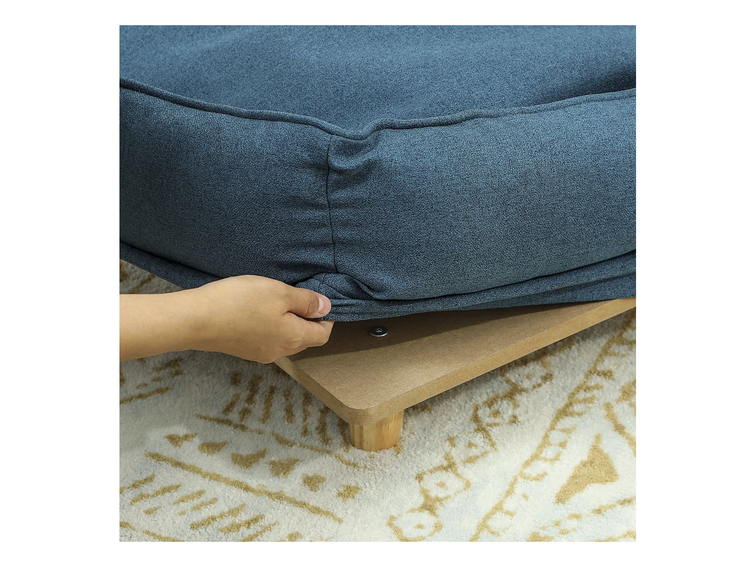 Divano per cani grandi fino 30 kg con cuscino rimovibile 96x66x24 cm blu