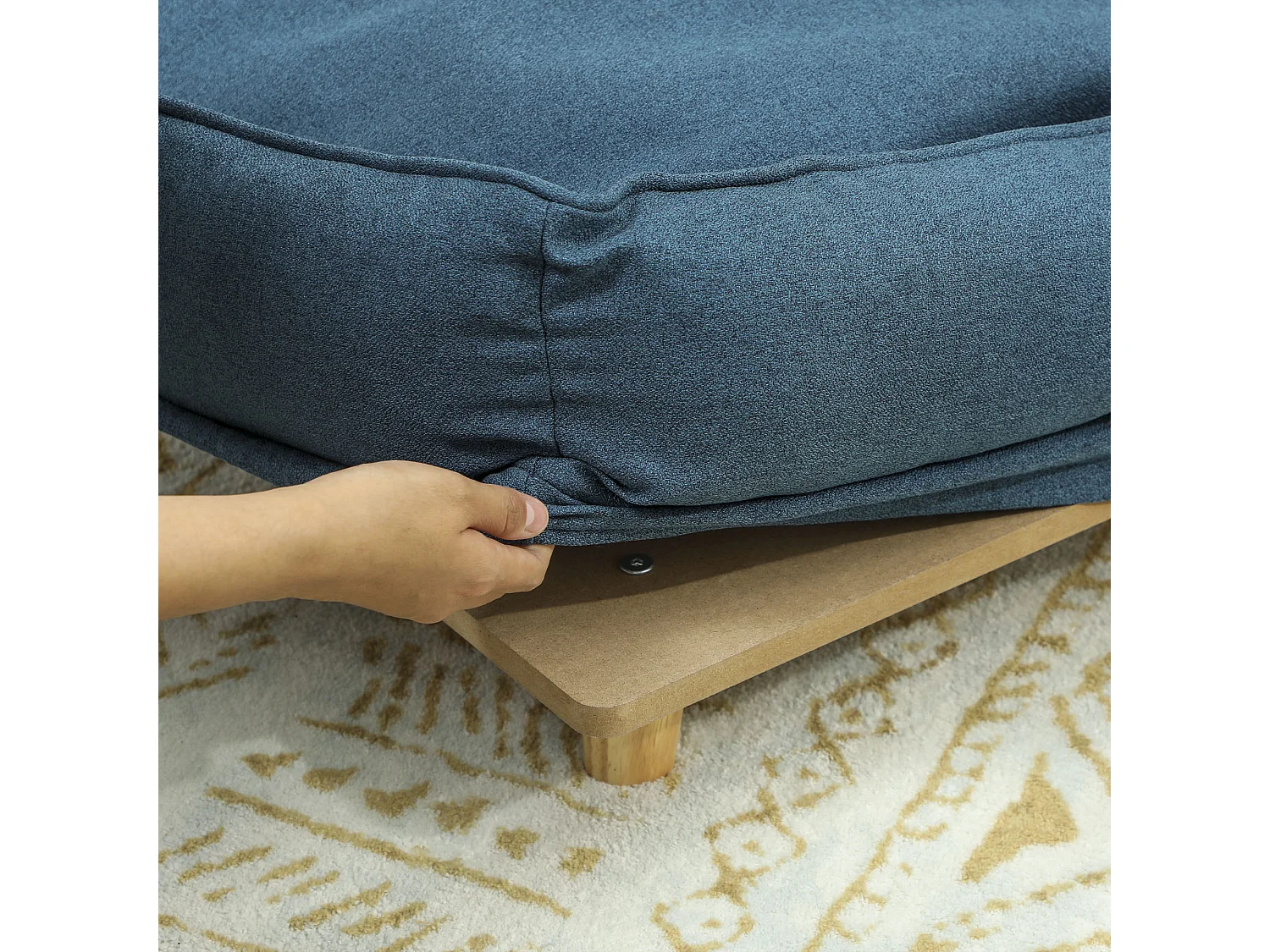 Divano per cani grandi fino 30 kg con cuscino rimovibile 96x66x24 cm blu