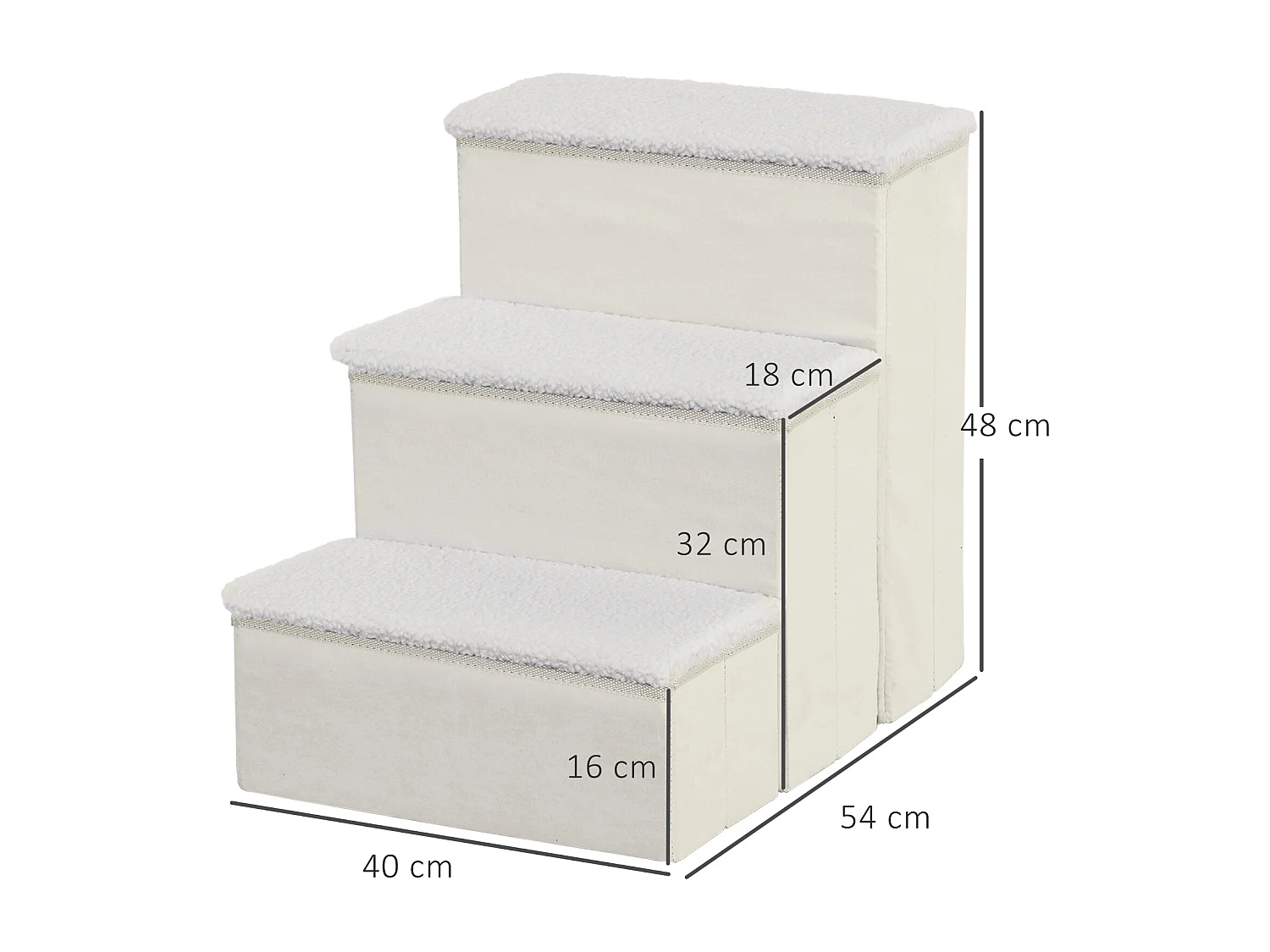 Scaletta per cani 3 gradini con contenitore pieghevole e lavabile bianco