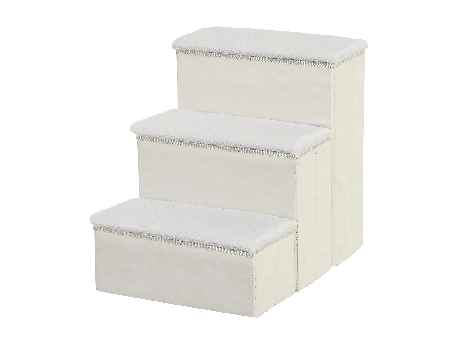 Scaletta per cani 3 gradini con contenitore pieghevole e lavabile bianco