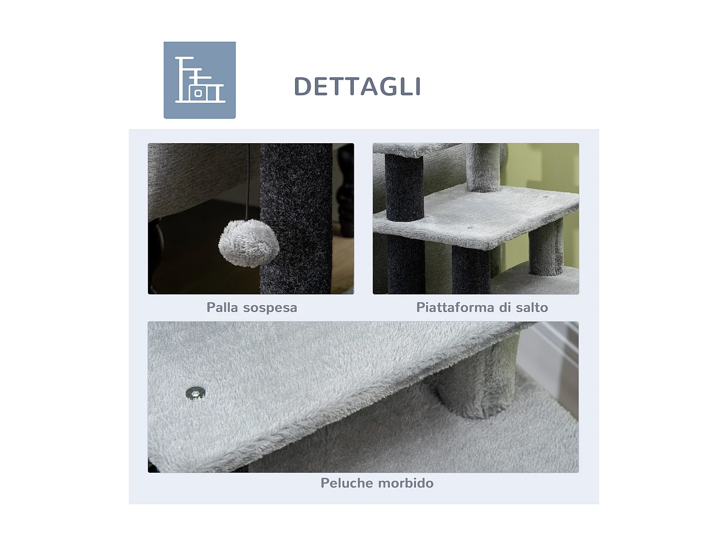 Scaletta per cani con gradino rimovibile, pallina e area interna grigia