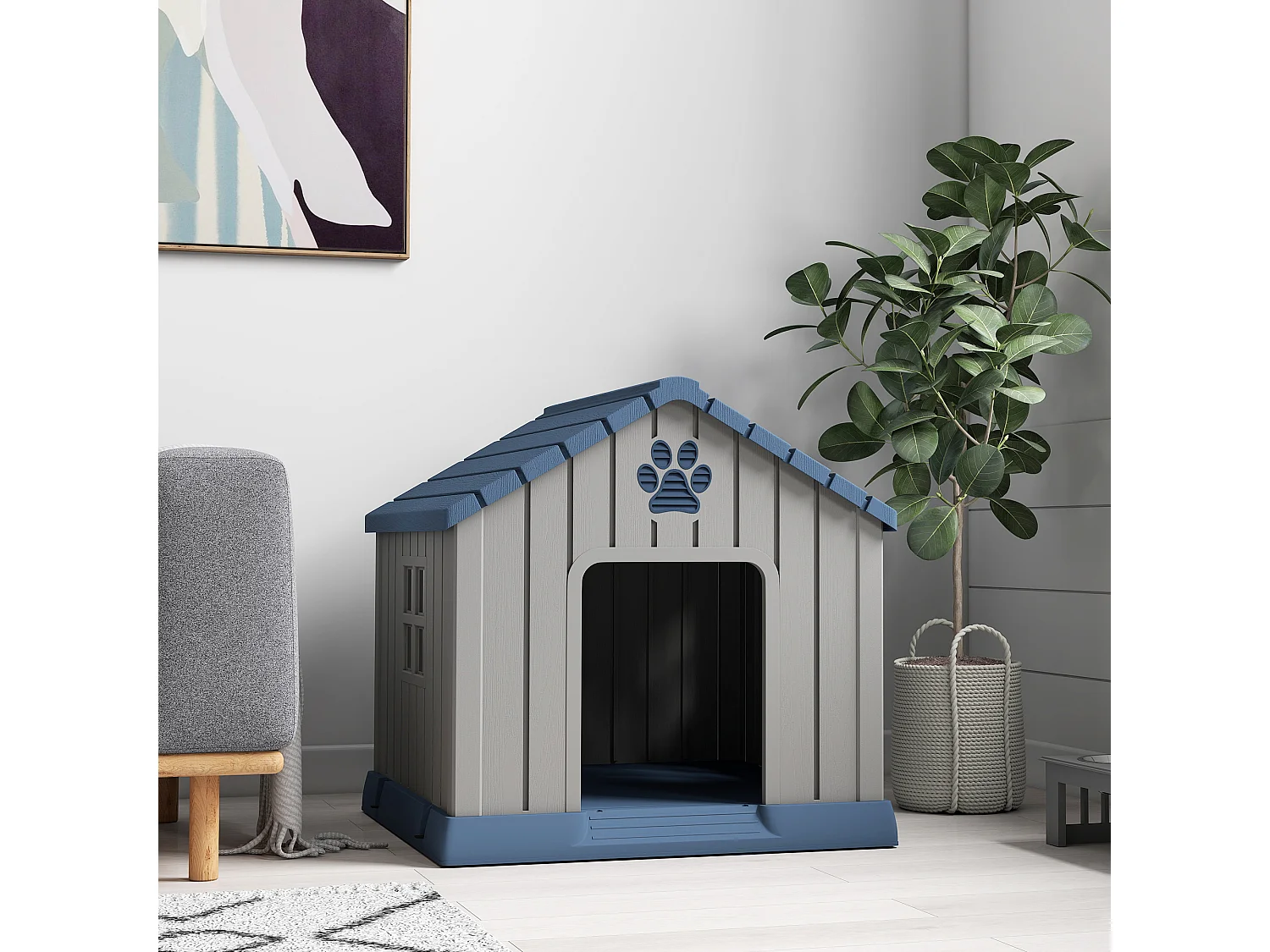 Casetta per cani taglia media da esterno impermeabile con base rialzata