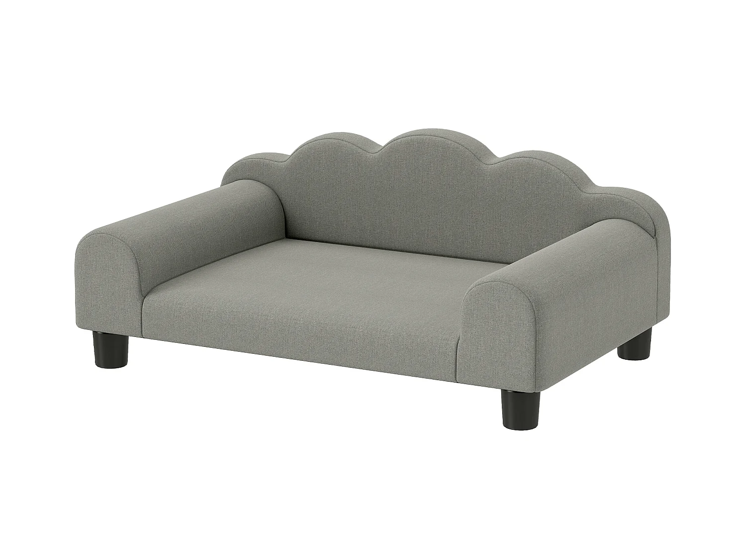 Divano per cani morbido con braccioli di supporto in tessuto grigio