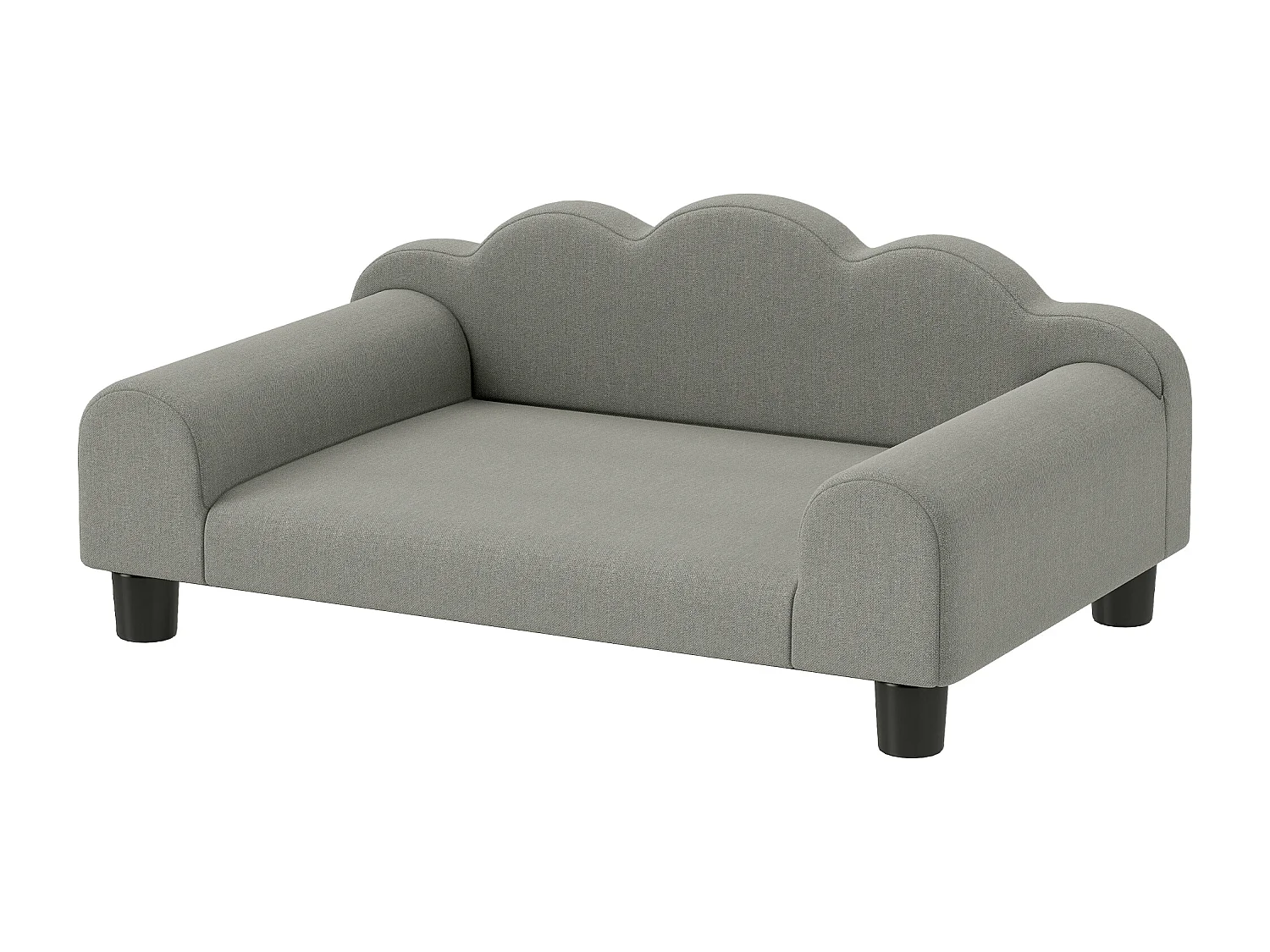 Divano per cani morbido con braccioli di supporto in tessuto grigio