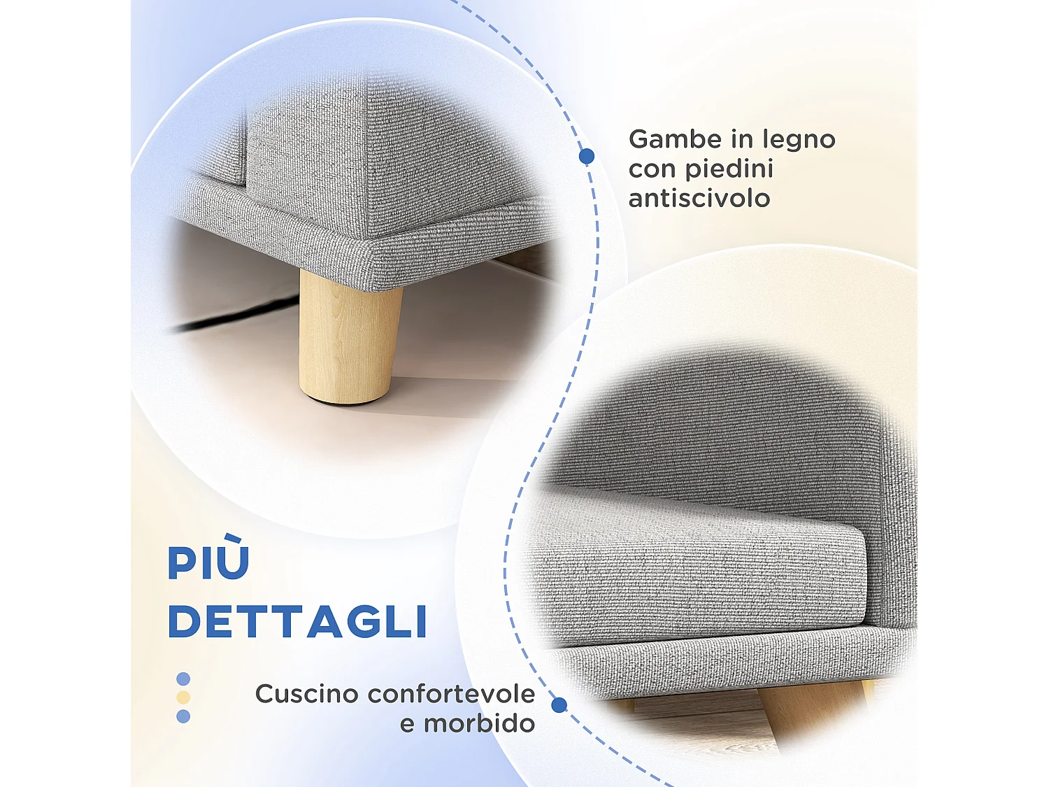 Divano per cani di taglia grande con cuscino sfoderabile grigio