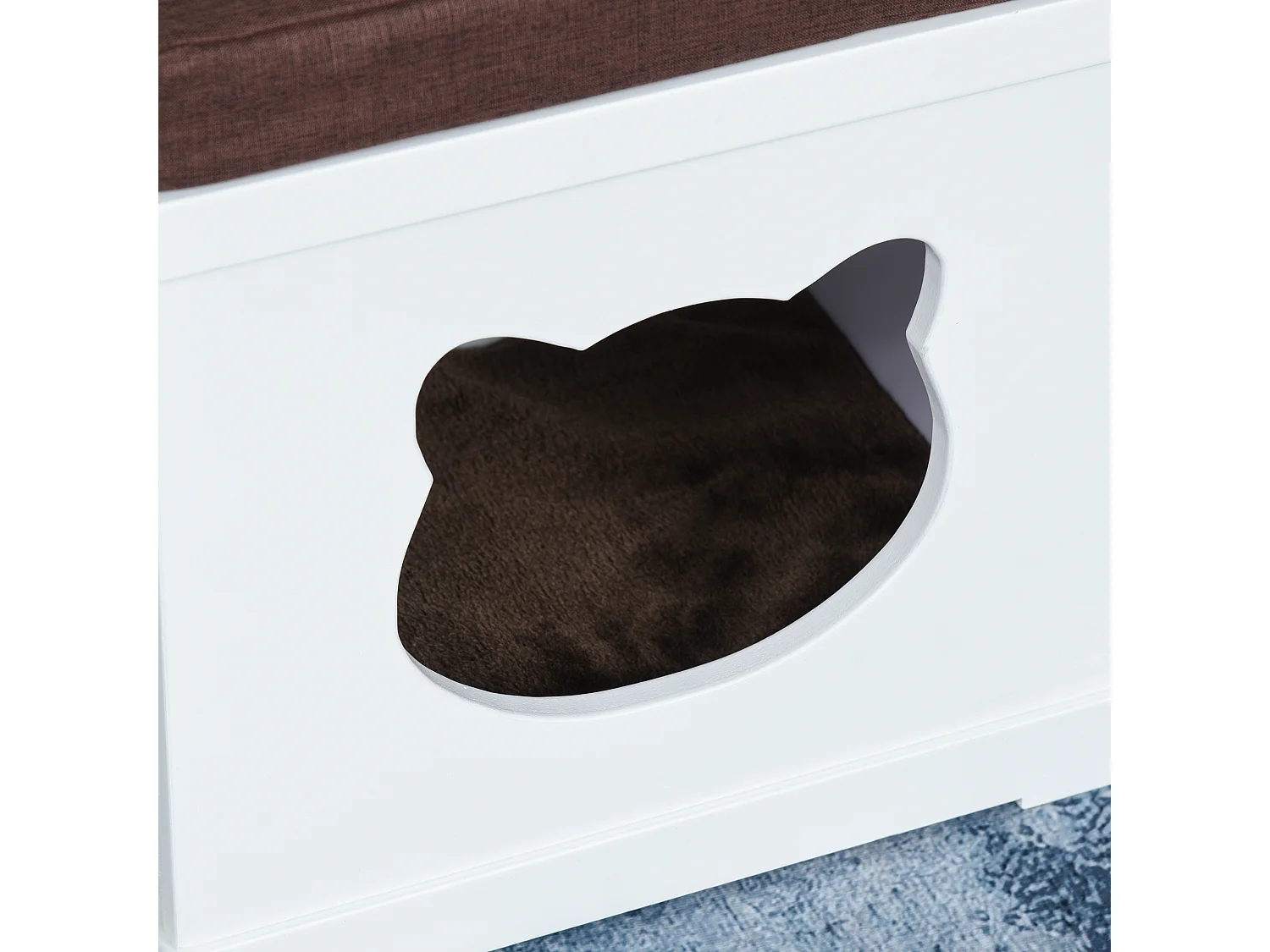 Cuccia per gatti in legno con 2 cuscini e tiragraffi rimovibili, grigio