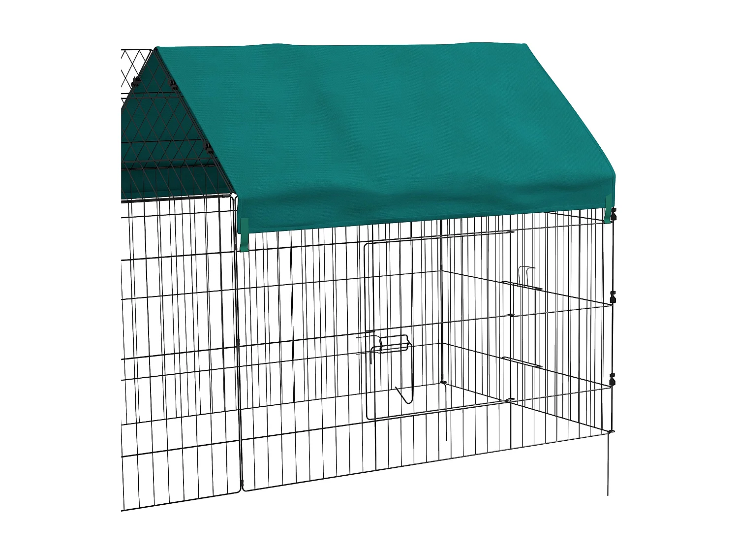 Gabbia per conigli a casetta con tettuccio in tessuto 220x85x103cm verde