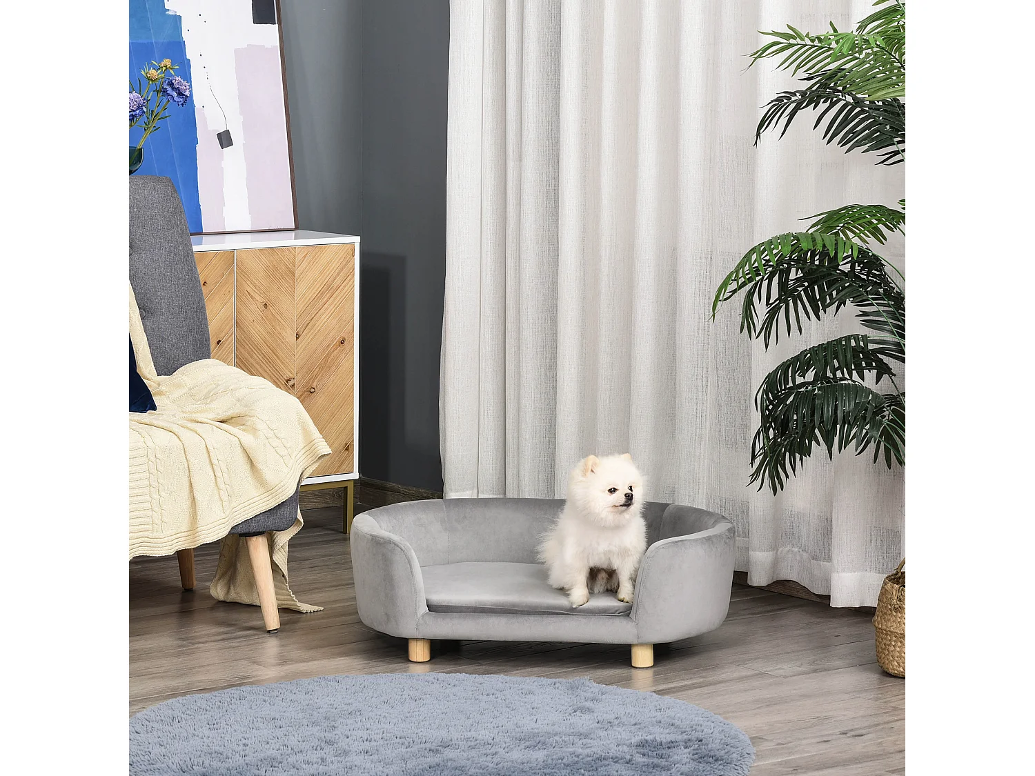 Cuccia per cani da interni divano per animali piccola grigio chiaro