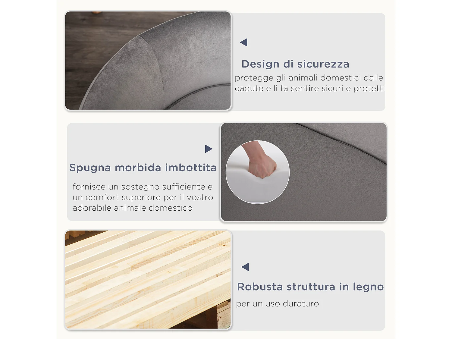 Cuccia per cani da interni divano per animali piccola grigio chiaro