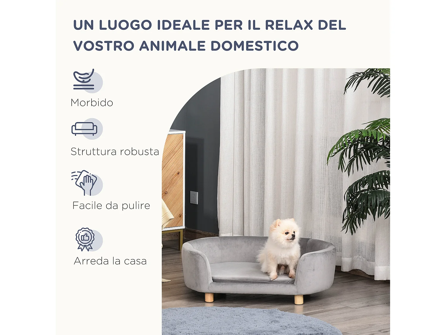 Cuccia per cani da interni divano per animali piccola grigio chiaro