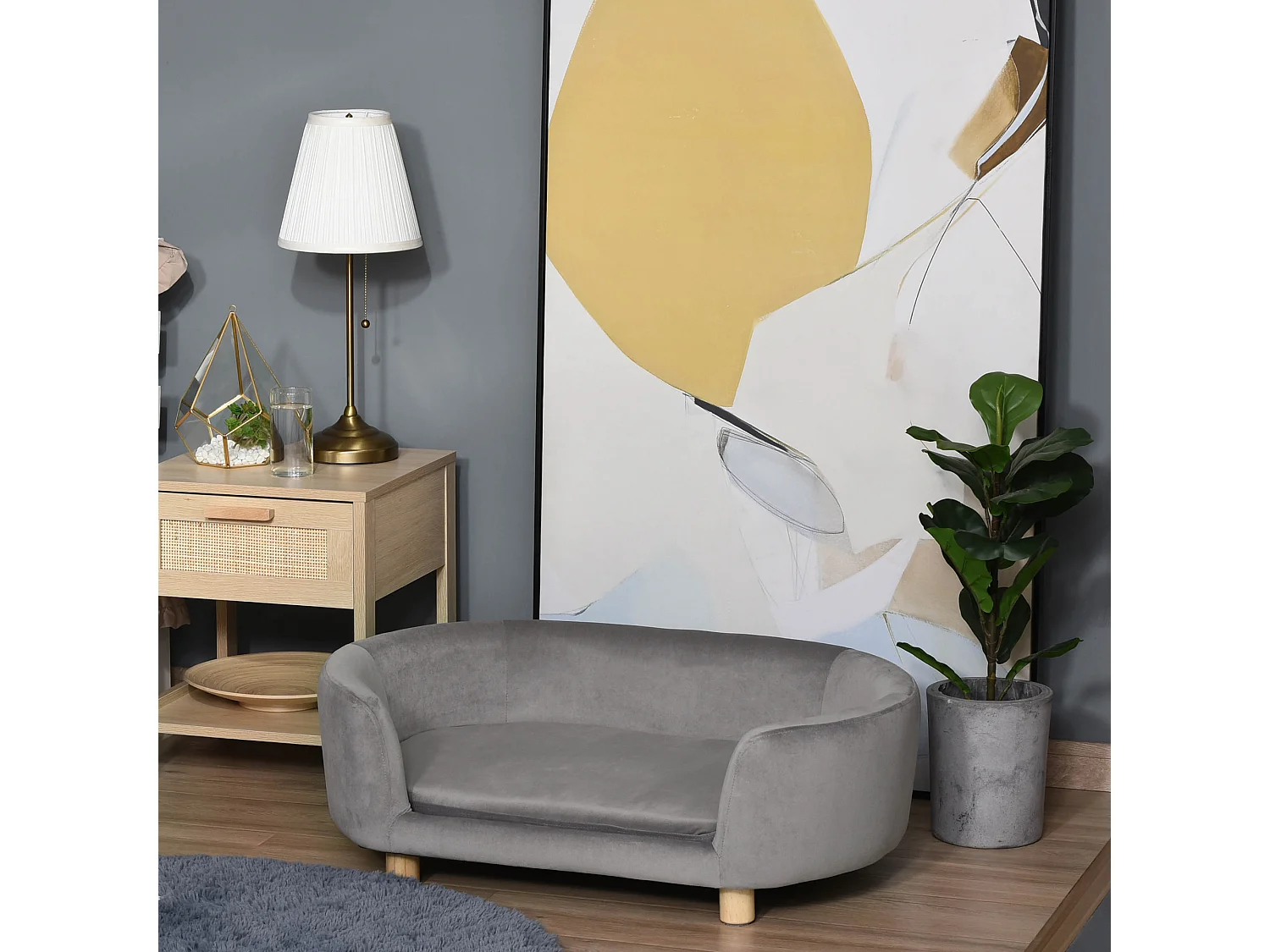 Cuccia per cani da interni divano per animali piccola grigio chiaro