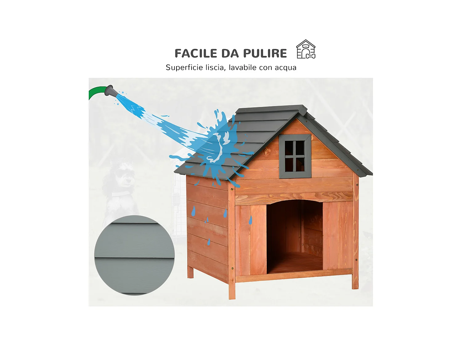 Cuccia rialzata per cani fino a 30 kg in legno (81.3x91.5x98.5 cm)