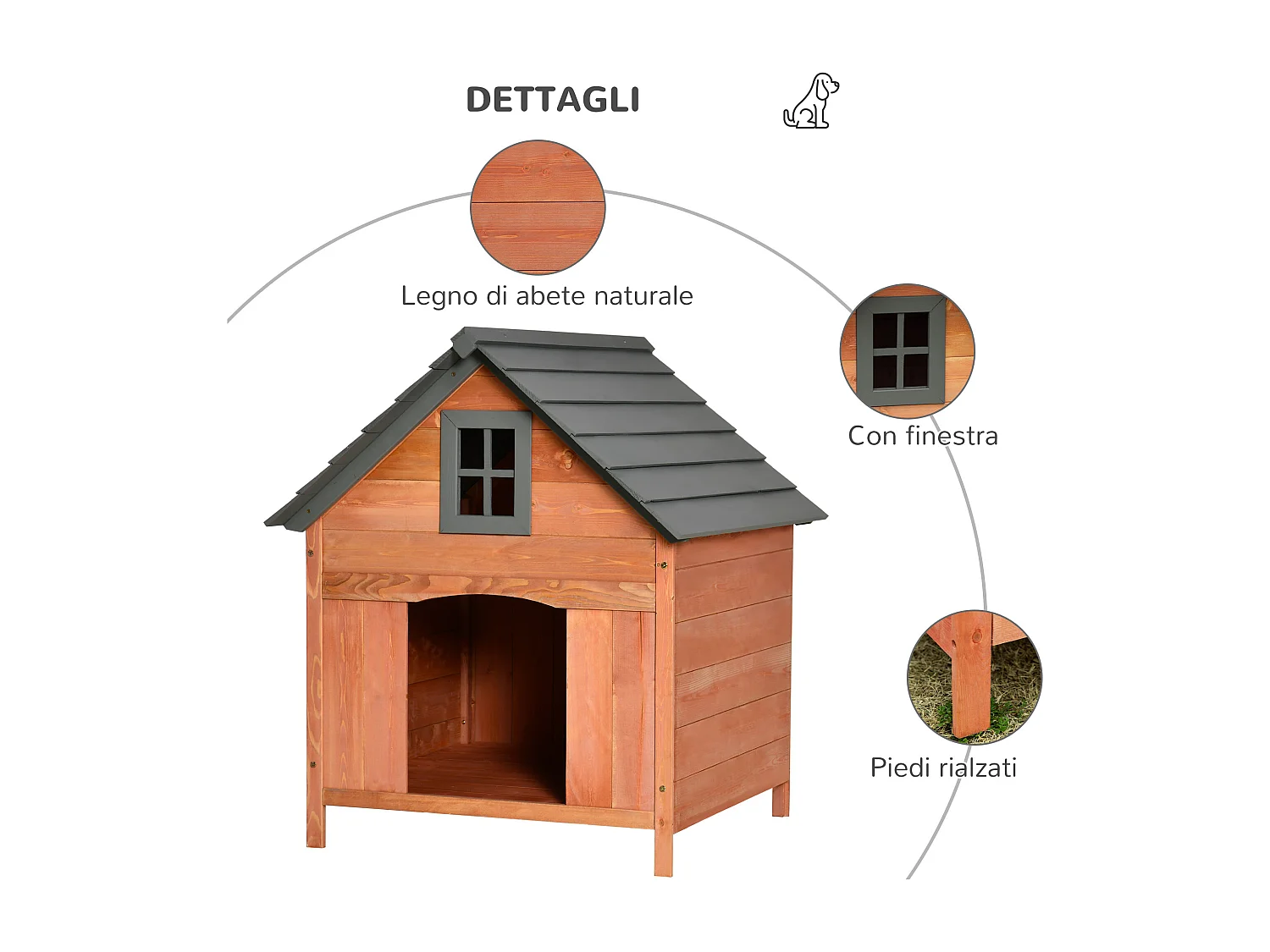 Cuccia rialzata per cani fino a 30 kg in legno (81.3x91.5x98.5 cm)
