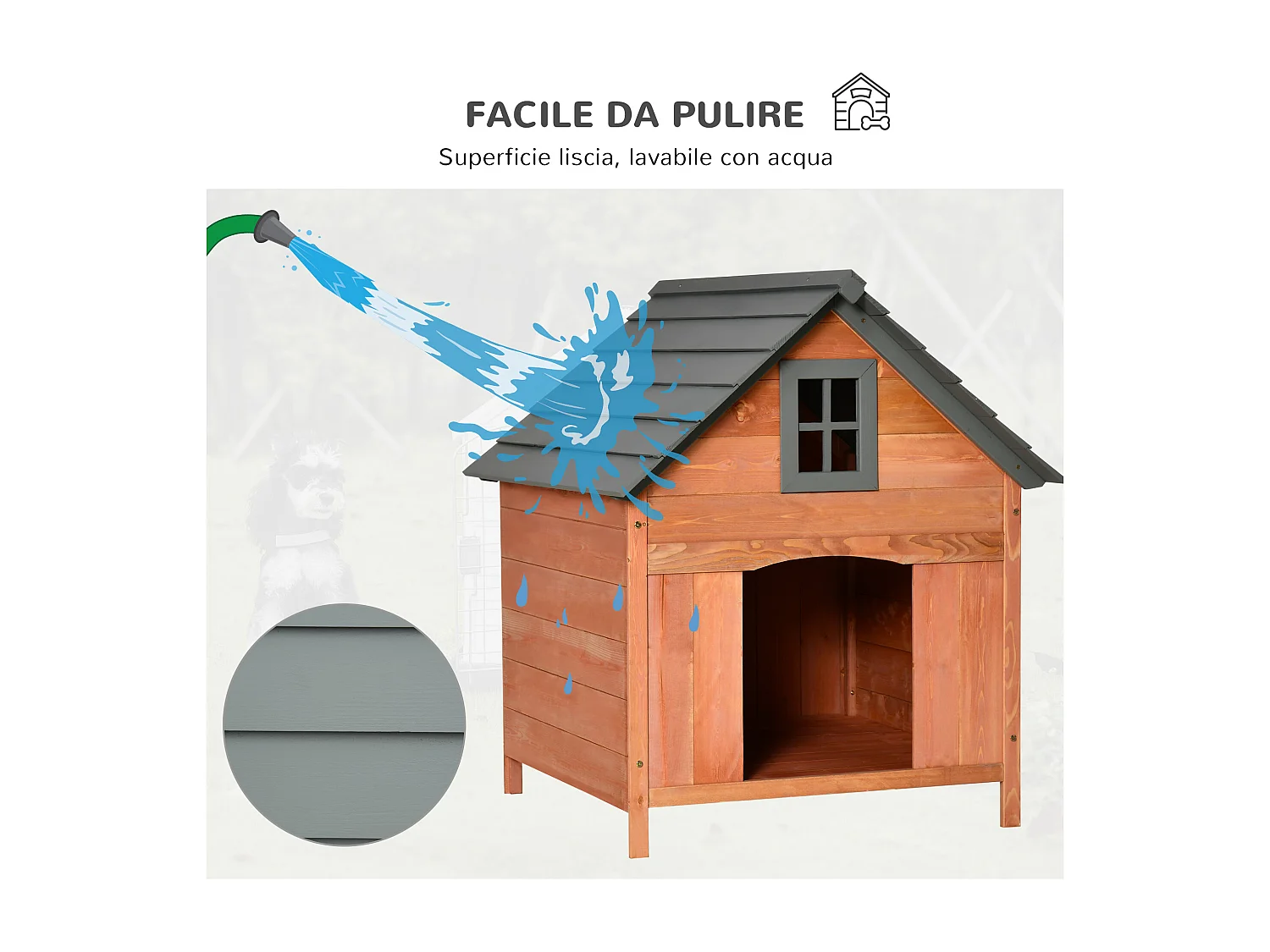 Cuccia rialzata per cani fino a 30 kg in legno (81.3x91.5x98.5 cm)