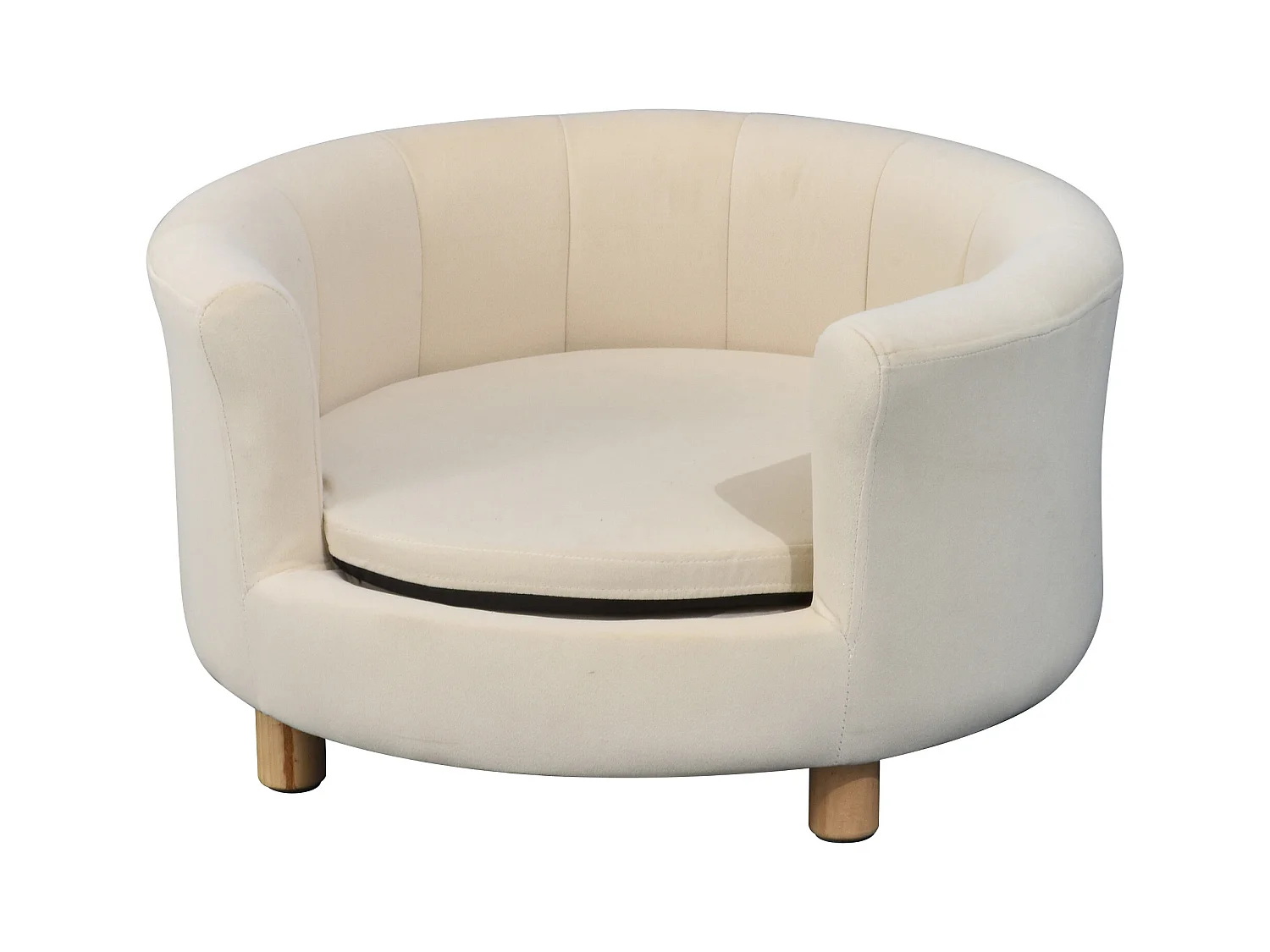 Divano per cani e gatti con schienale e cuscino rimovibile crema