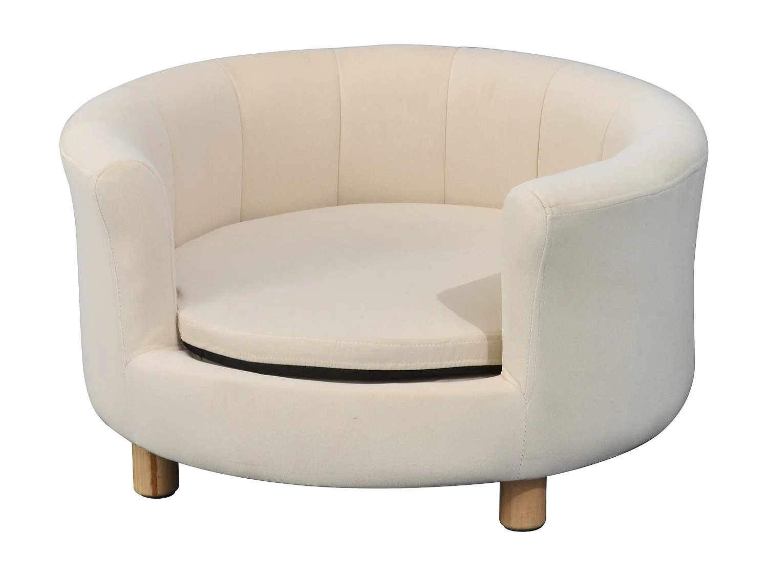 Divano per cani e gatti con schienale e cuscino rimovibile crema