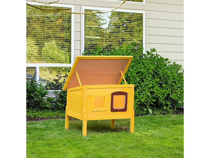 Cuccia casetta per gatti e cani da esterno in legno di abete