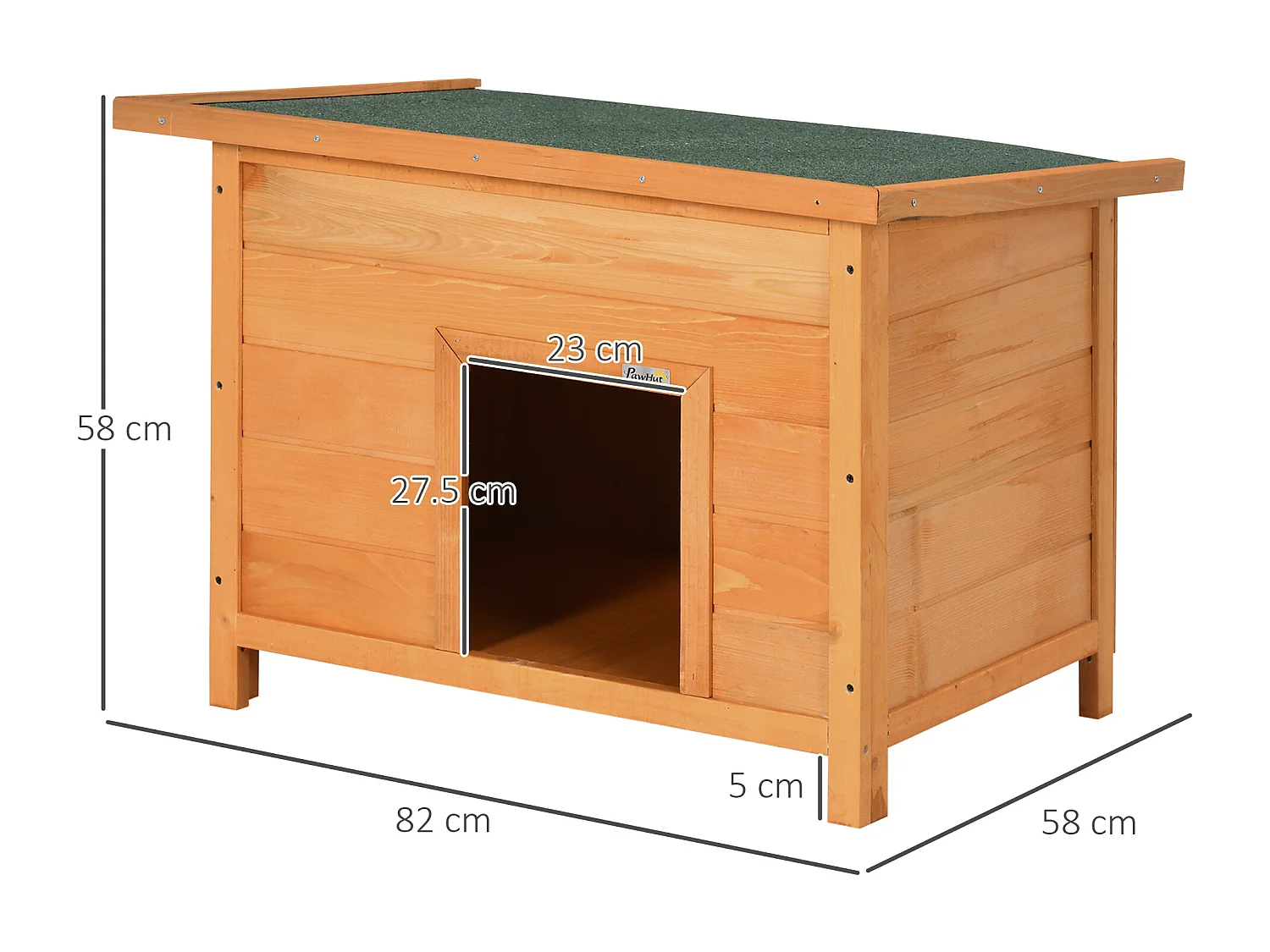 Cuccia a casetta per cani da esterno impermeabile in legno di abete