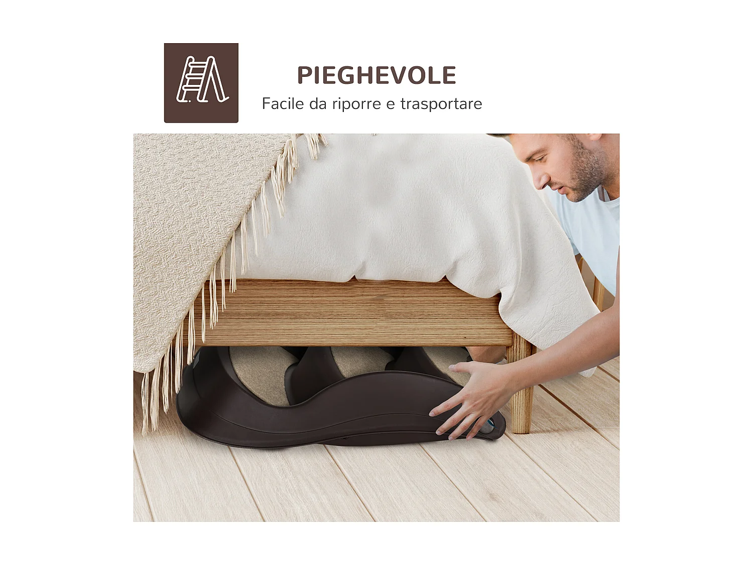 Scaletta per cani pieghevole con 3 gradini antiscivolo in pp marrone