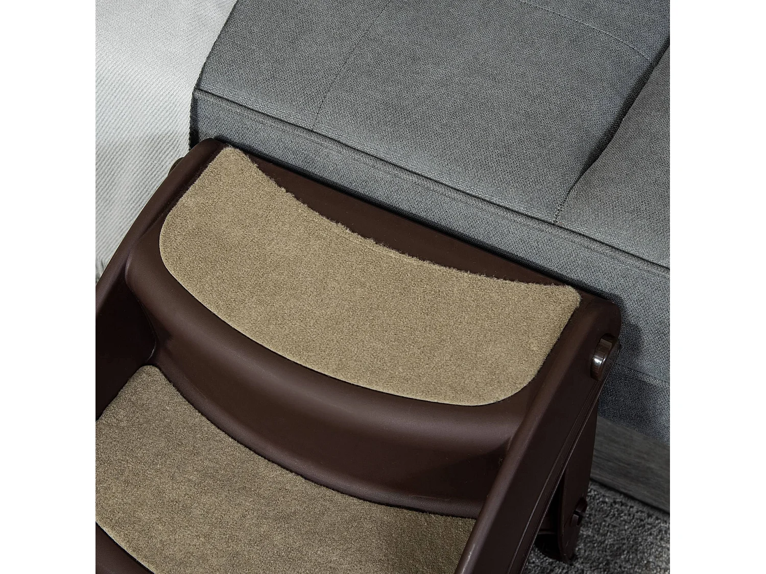 Scaletta per cani pieghevole con 3 gradini antiscivolo in pp marrone