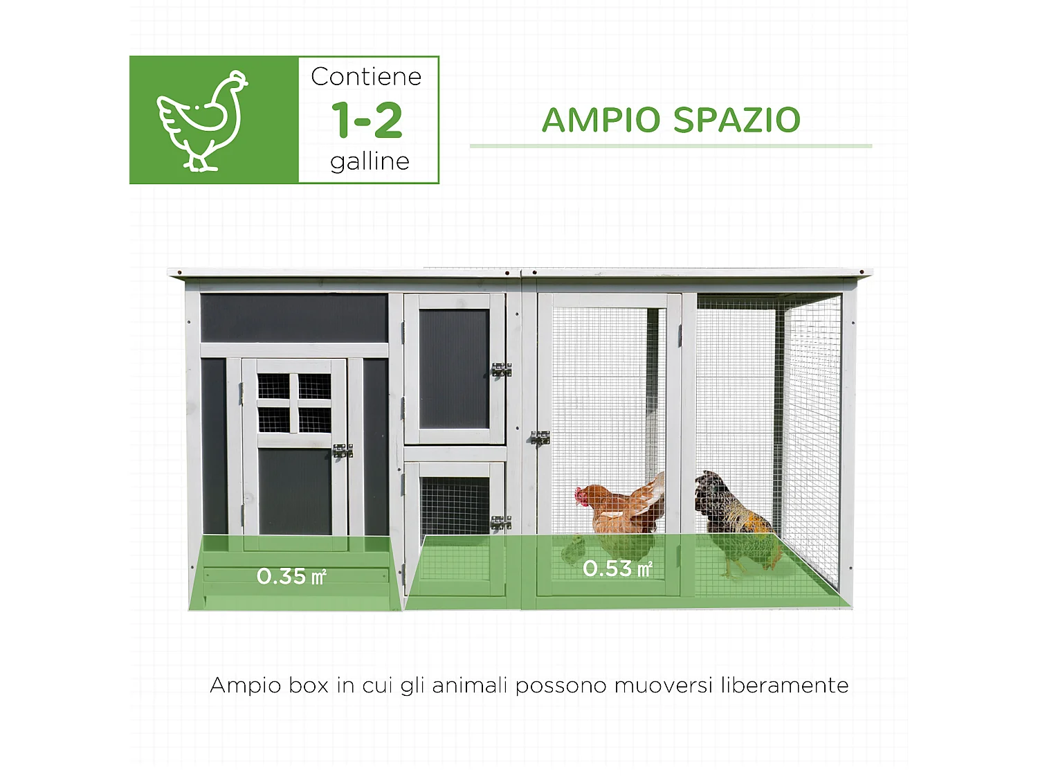 Pollaio per galline tetto impermeabile corsa da esterno legno