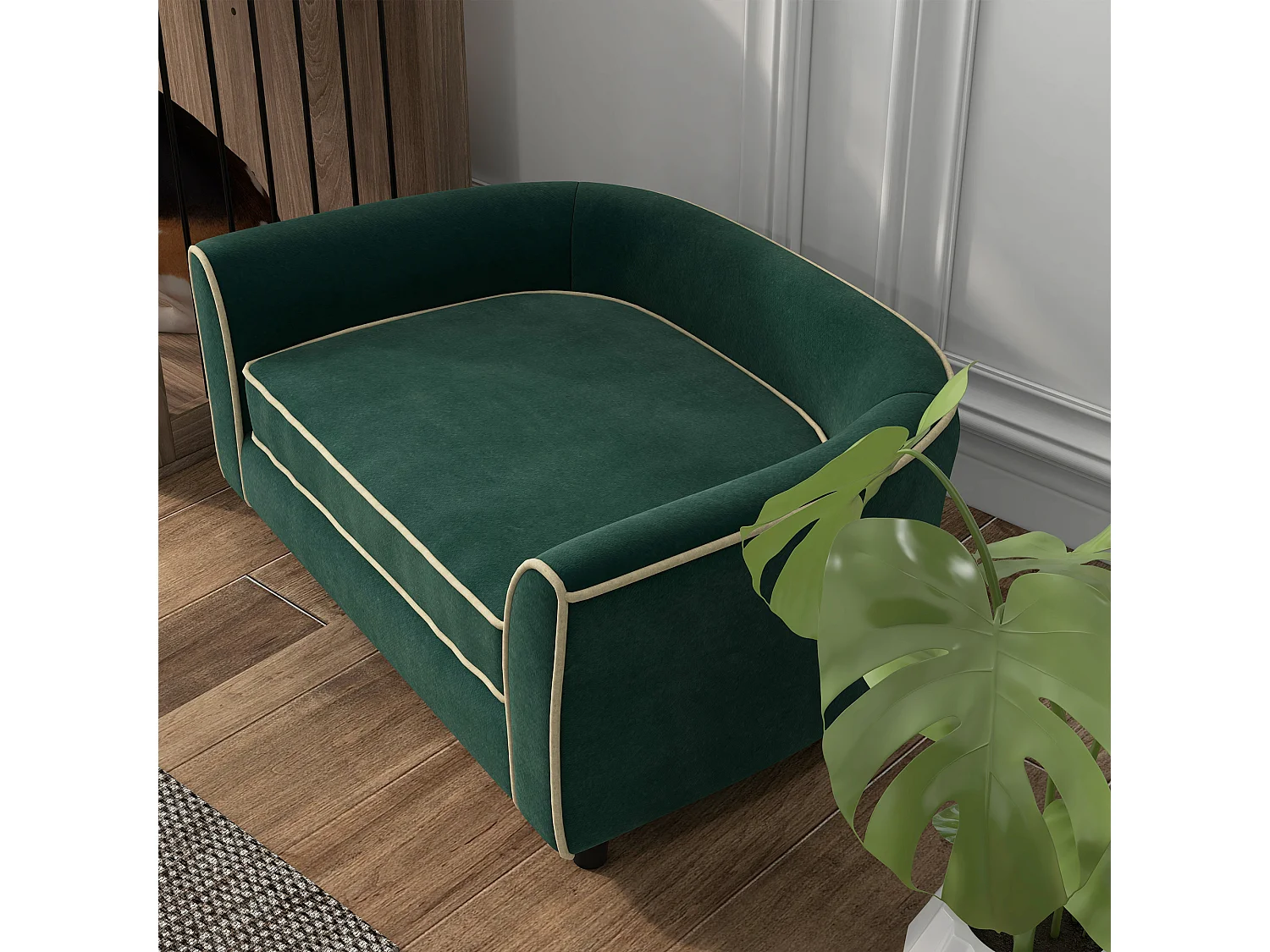 Divano per cani con cuscino incluso 79x56x35 cm verde scuro
