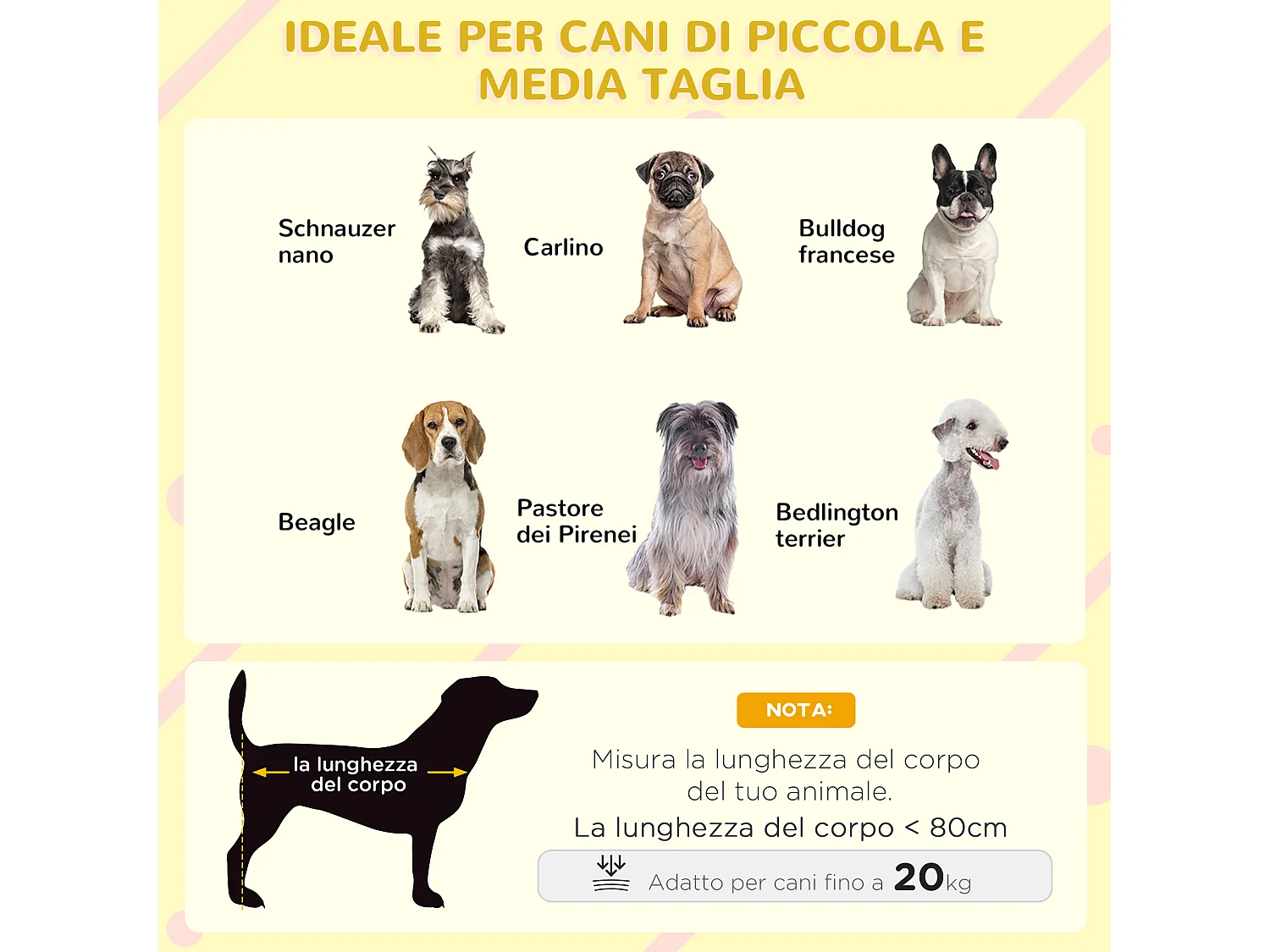 Casetta per cani in legno di abete con 2 finestre e fondo rimovibile