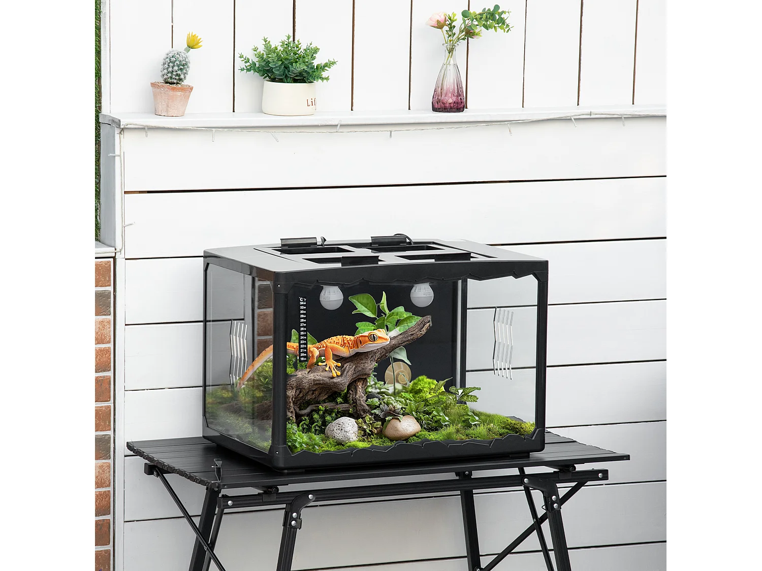 Terrario per tartarughe e rettili termometro 18-34℃ 60x40x40.5cm