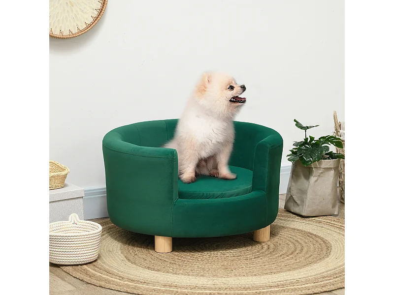 Divano per cani e gatti con schienale e cuscino rimovibile verde