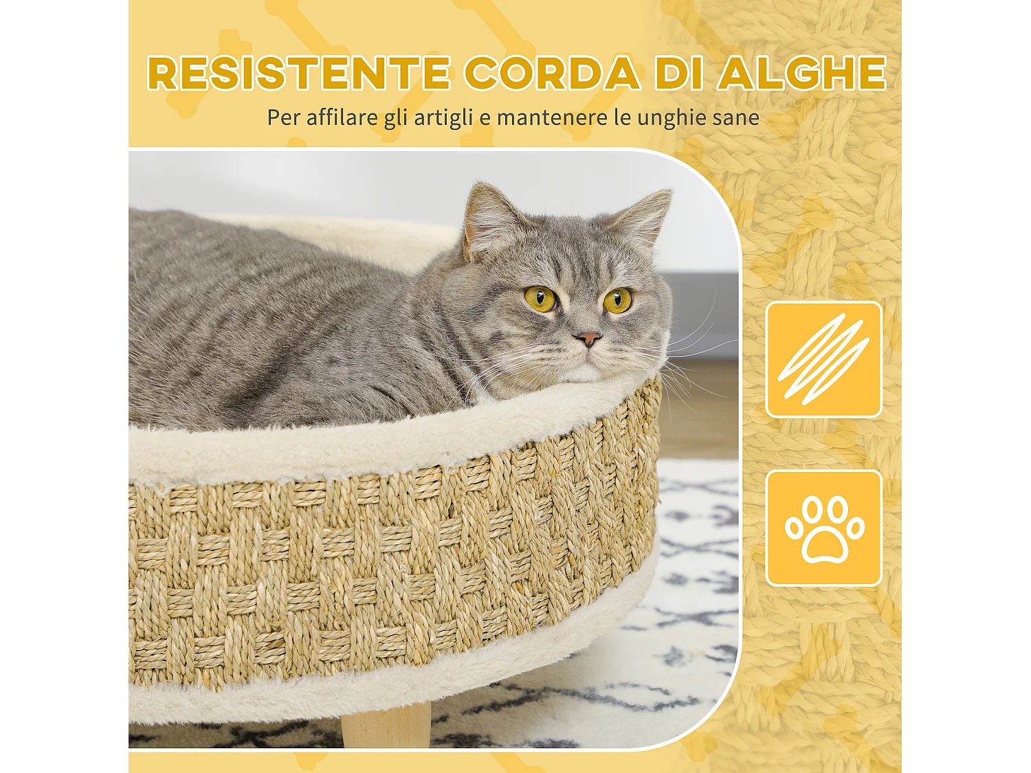 Lettino per cani e gatti di piccola taglia in truciolato con cuscino