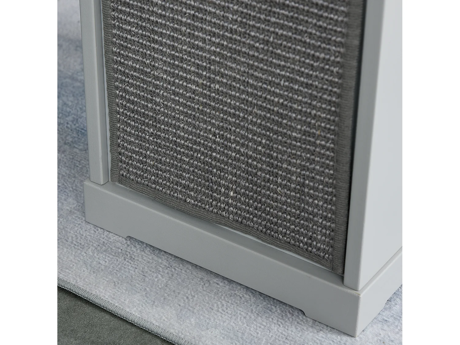 Cuccia per gatti in legno con 2 cuscini e tiragraffi rimovibili, grigio