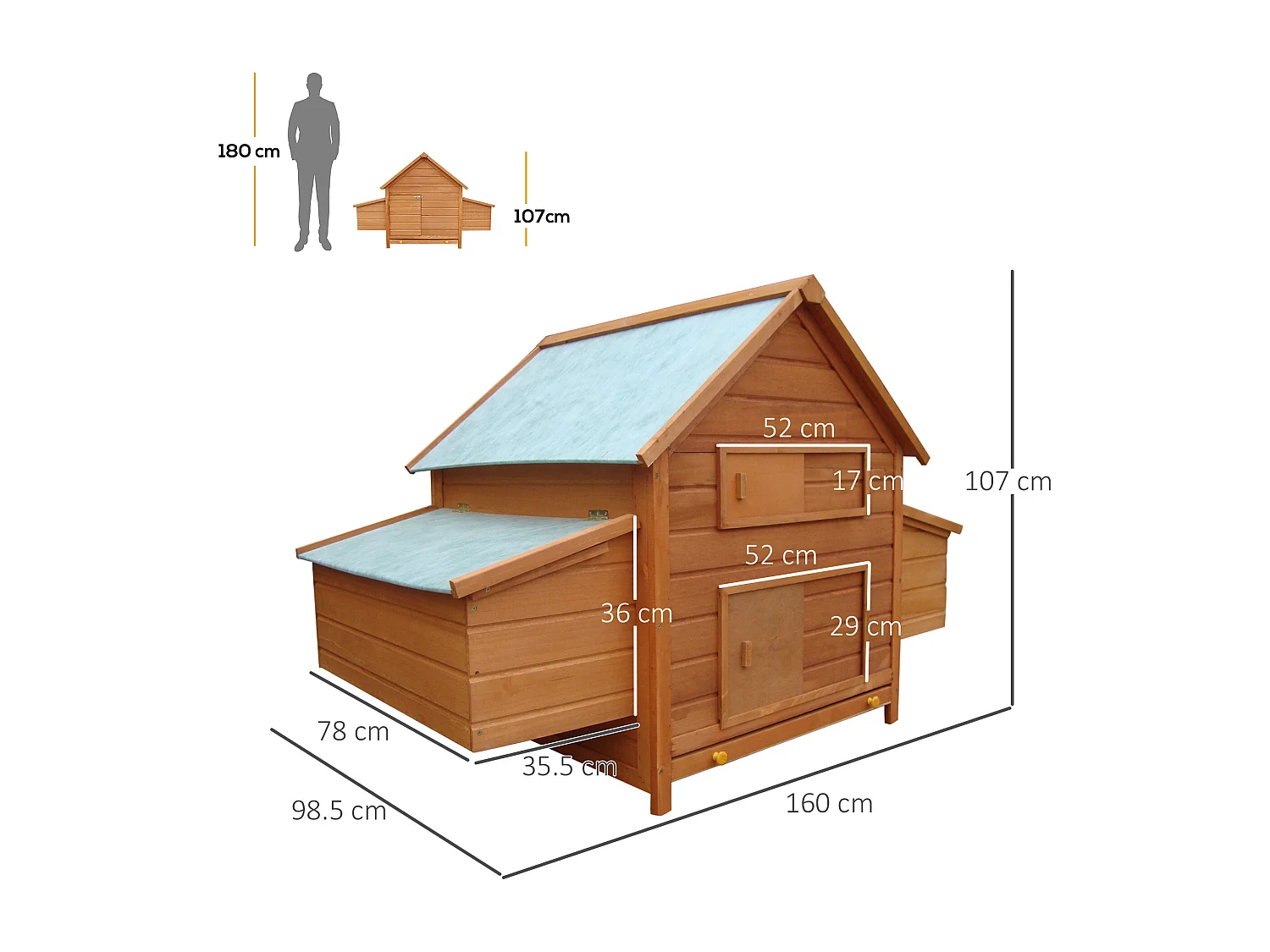Pollaio gabbia per galline in legno da esterno o giardino impermeabile