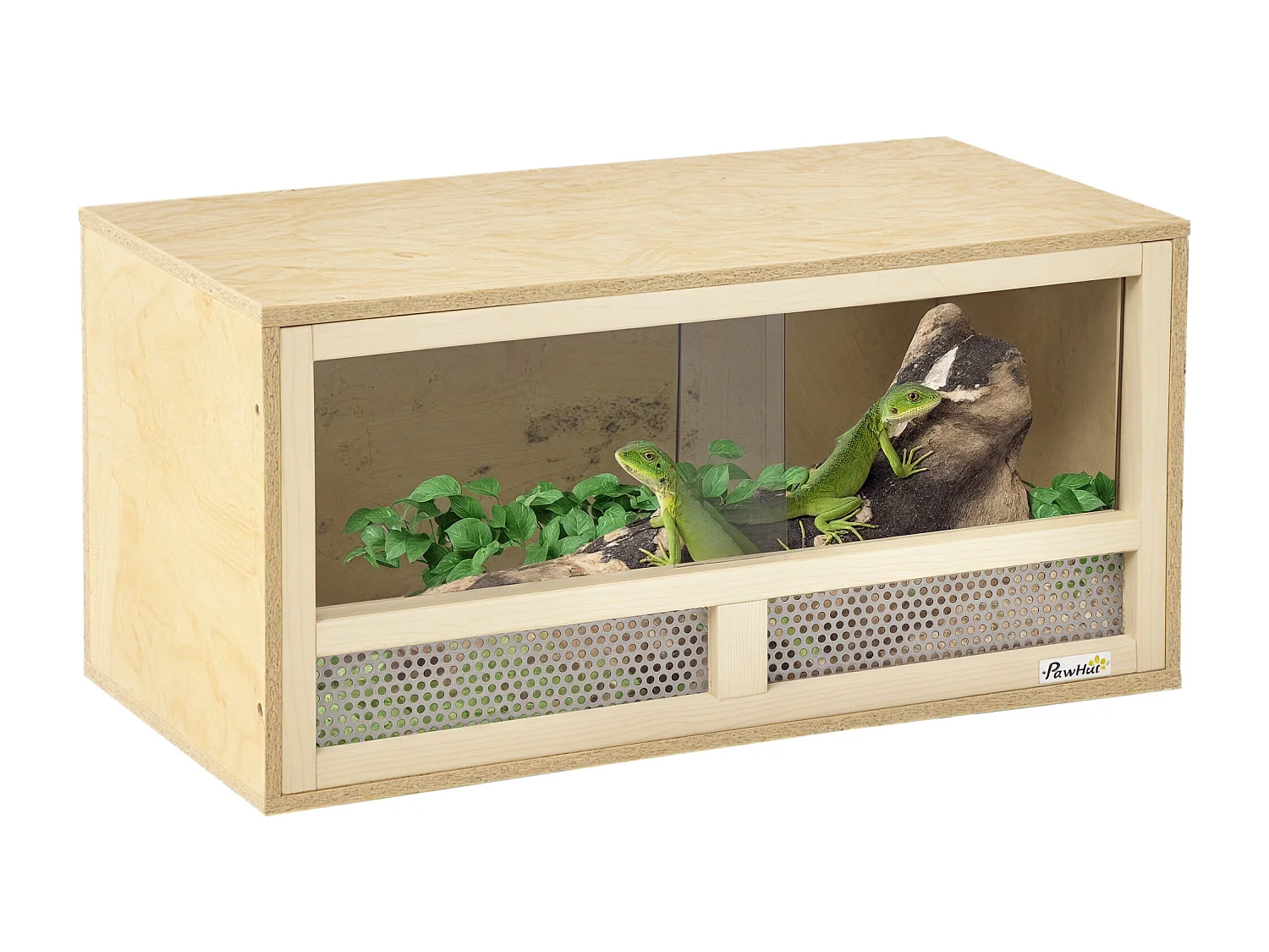 Terrario per rettili in legno porte in vetro e rete 60x29.5x29.5cm