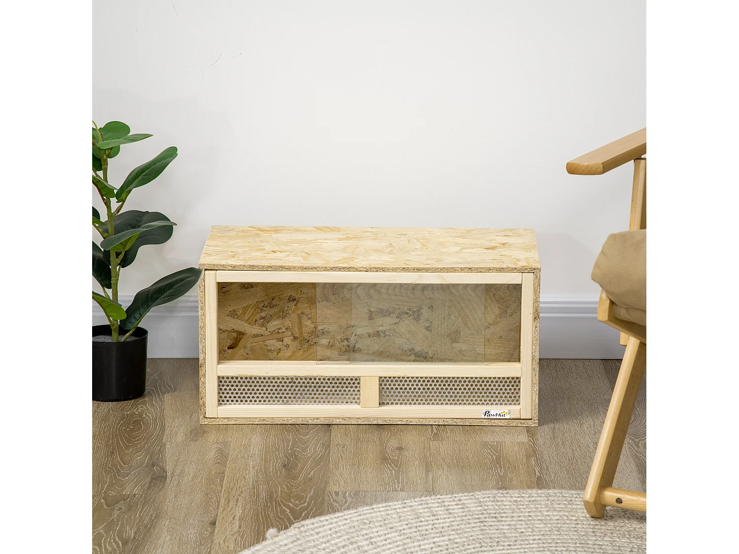 Terrario per rettili in legno porte in vetro e rete 60x29.5x29.5cm
