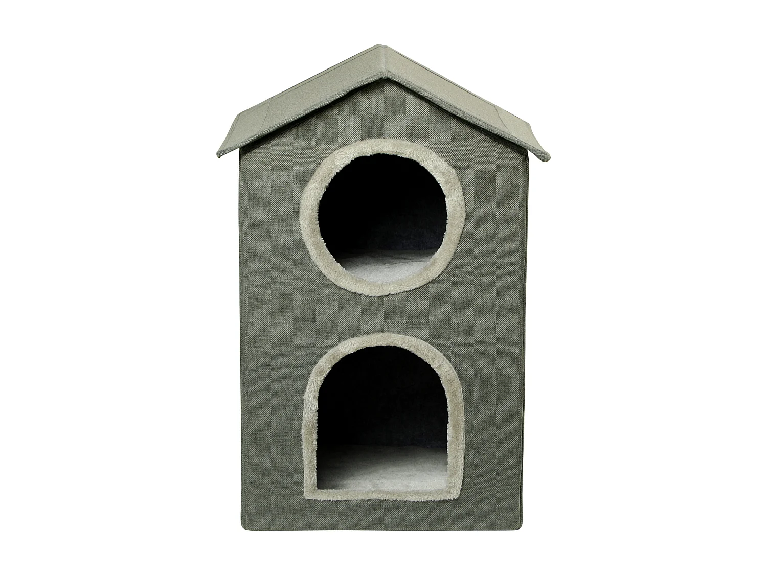 Casetta per gatti due livelli con cuscini lavabili 42x46x59.5cm grigio