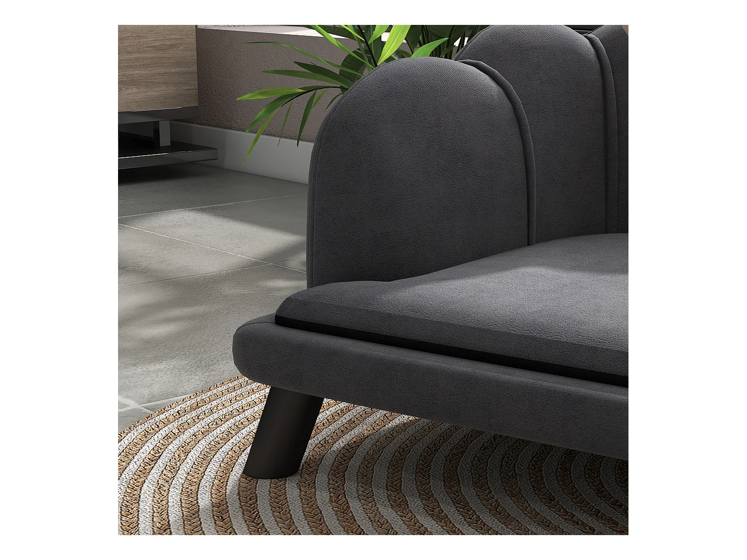 Divano per cani taglia medio-grande max.25kg sfoderabile lavabile grigio