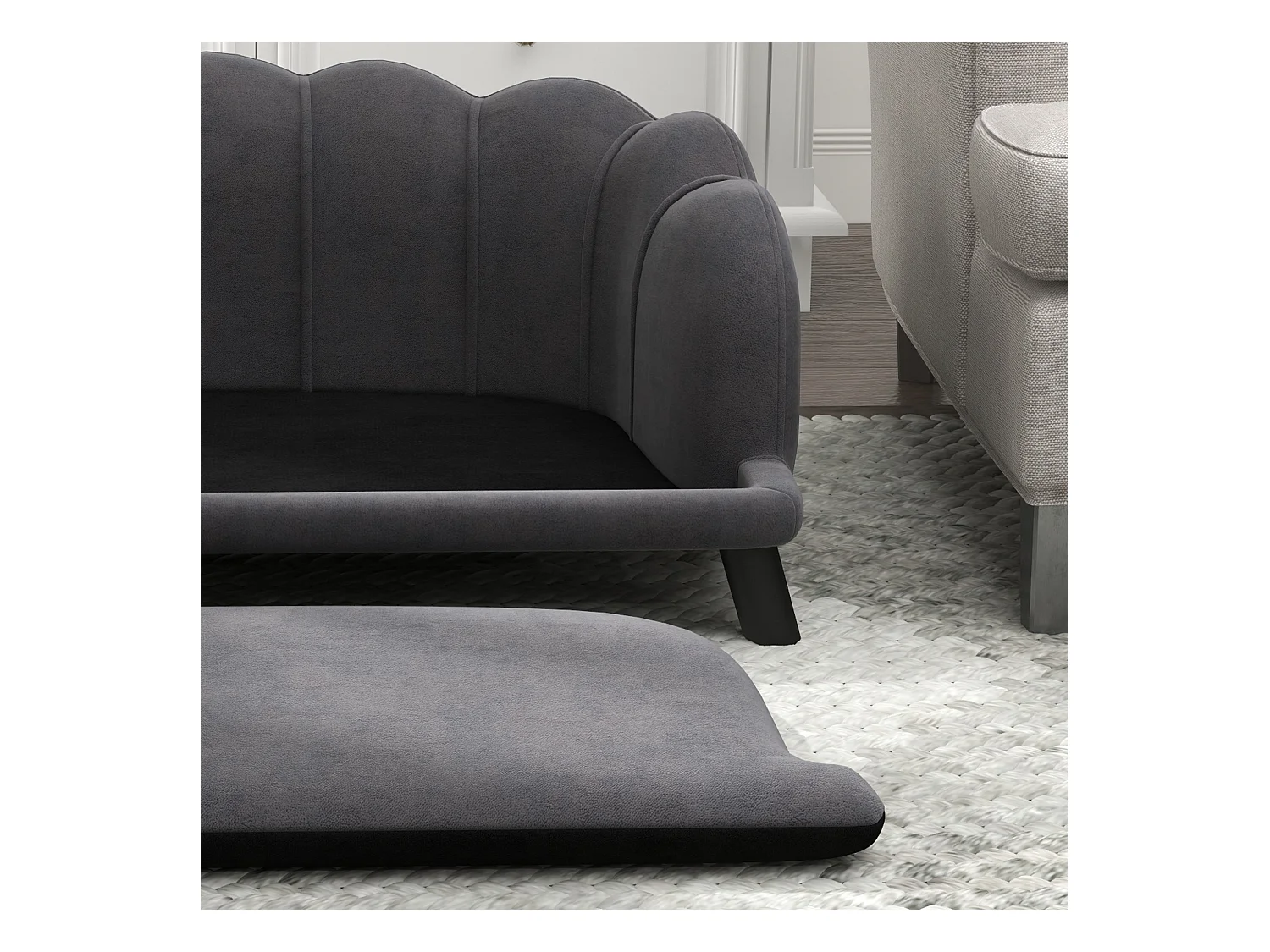 Divano per cani taglia medio-grande max.25kg sfoderabile lavabile grigio