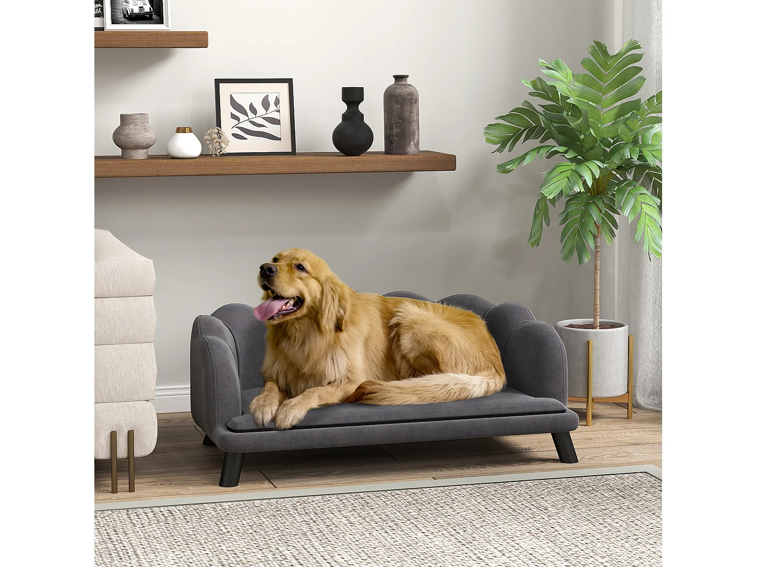 Divano per cani taglia medio-grande max.25kg sfoderabile lavabile grigio